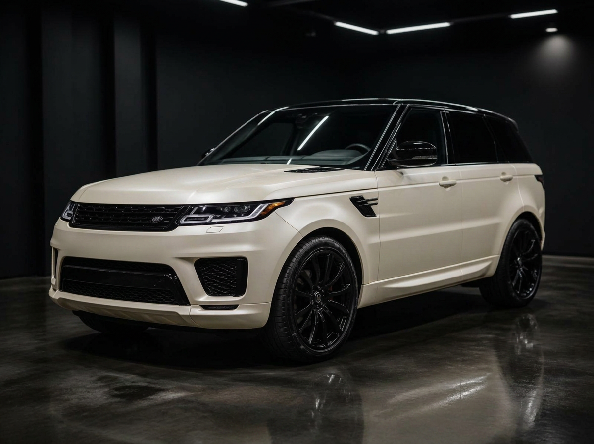 Range Rover Sport antes y después de wrap blanco perla satinado